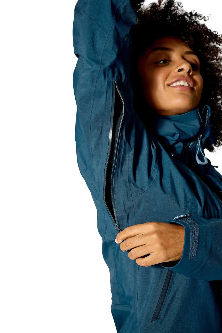 Rab Women's Kangri GORE-TEX Jacket in Tempest Blue (Reference) - Underarm Vent Detail