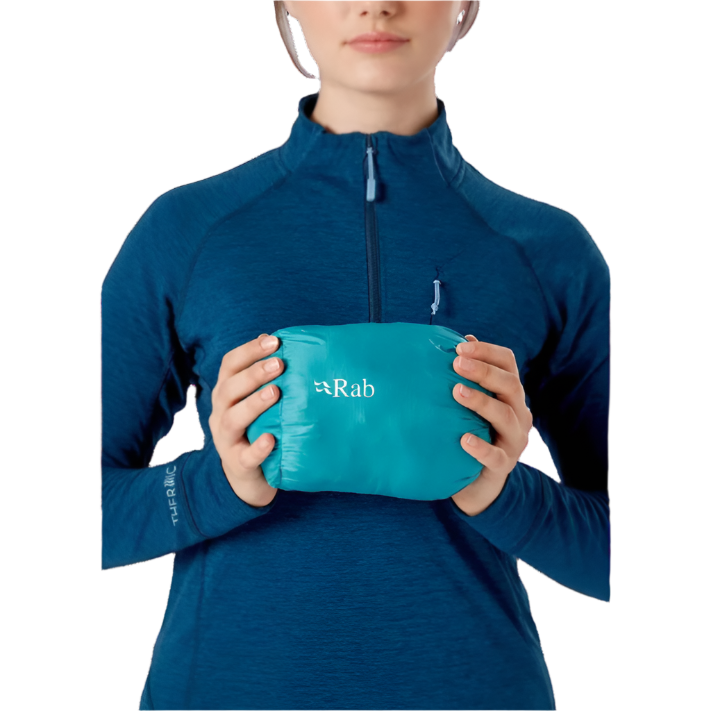 Rab Women's Microlight Down Vest in Black - Packed, Worn