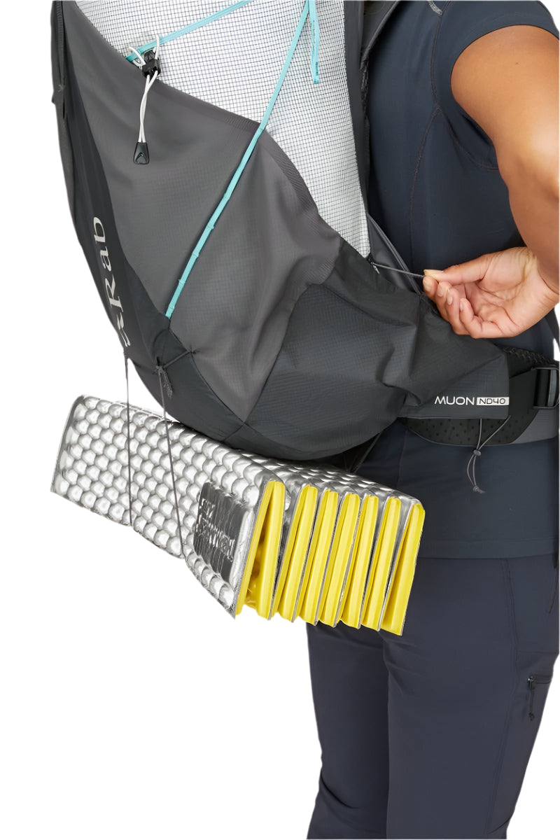 Rab Women's Muon ND40L Hiking Pack in Pewter/Graphene - Compression Strap Detail