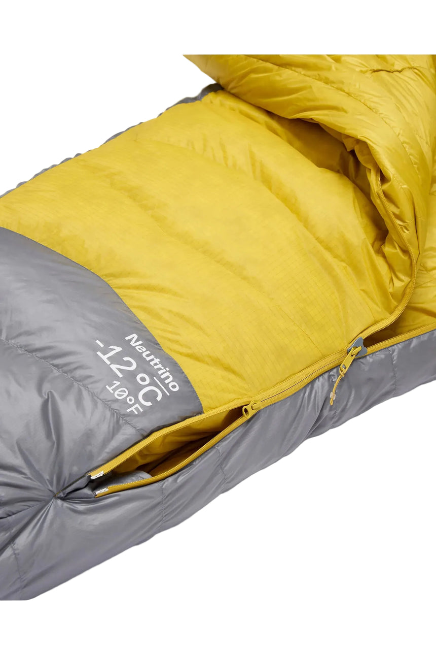 Rab Women's Neutrino Down Sleeping Bag (-6°C/20F) in Zinc/Dark Pollen - Hood Detail