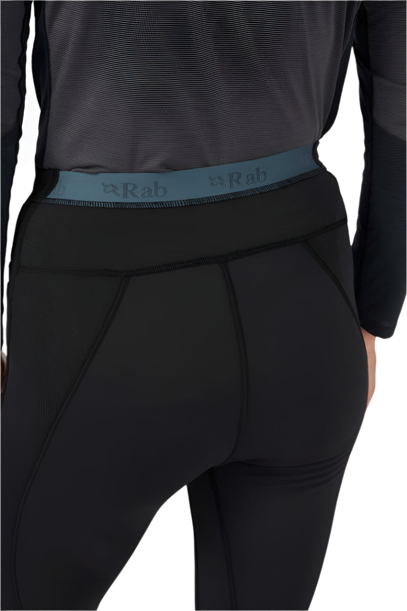 Rab Women's Ocular 3/4 Tights in Black - waistband detail, back