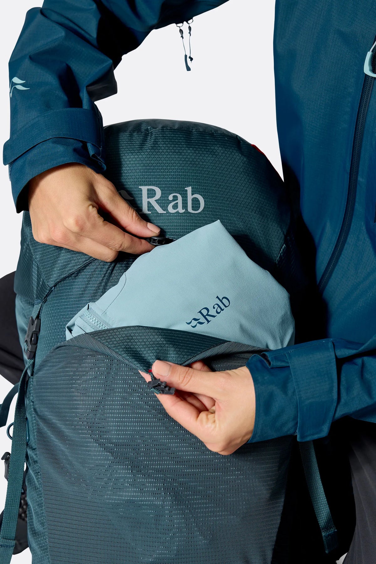 Rab Women's Protium ND33L Day Pack in Orion Blue - Front Stash Pocket Detail
