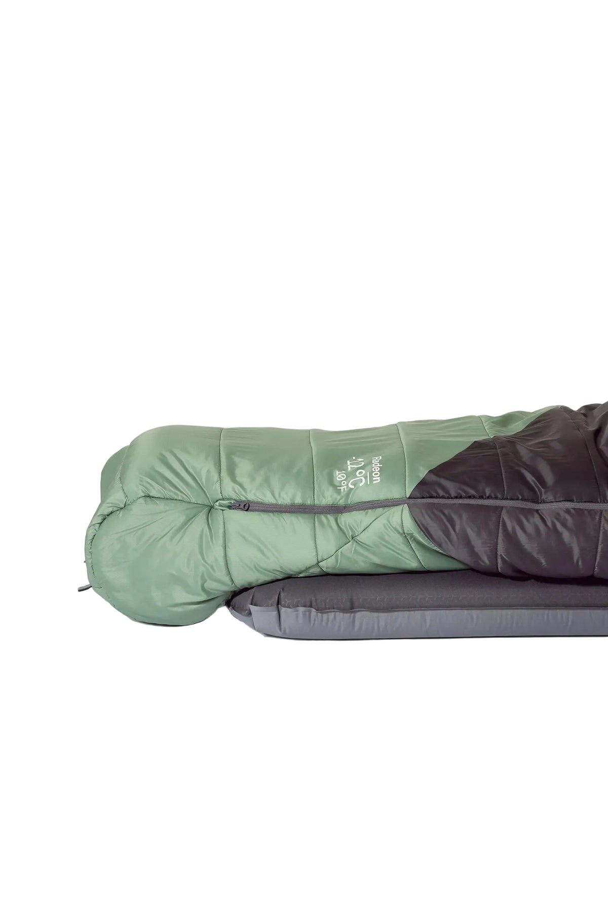 Rab Women's Radeon Synthetic Sleeping Bag (0°C/32F) in Dark Fig Green/Graphene - worn