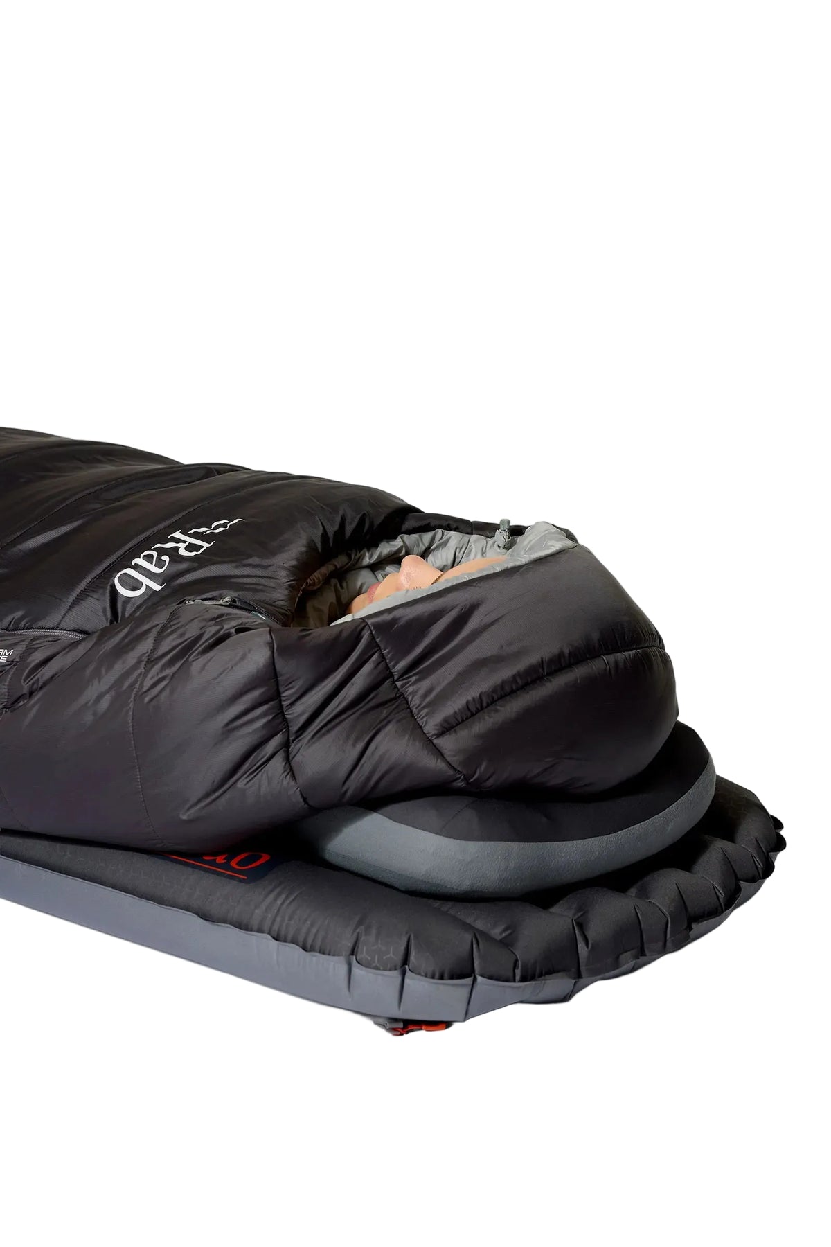 Rab Women's Radeon Synthetic Sleeping Bag (0°C/32F) in Dark Fig Green/Graphene - worn