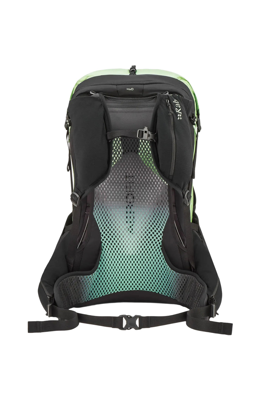 Rab Women's Syclon XP ND 38L Waterproof Pack in Black/Dark Fig Green - Front Standalone 2