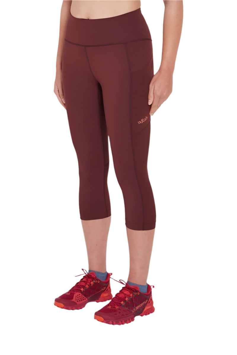 Rab Women's Talus 3/4 Tights in Deep Heather - on model, three-quarter view