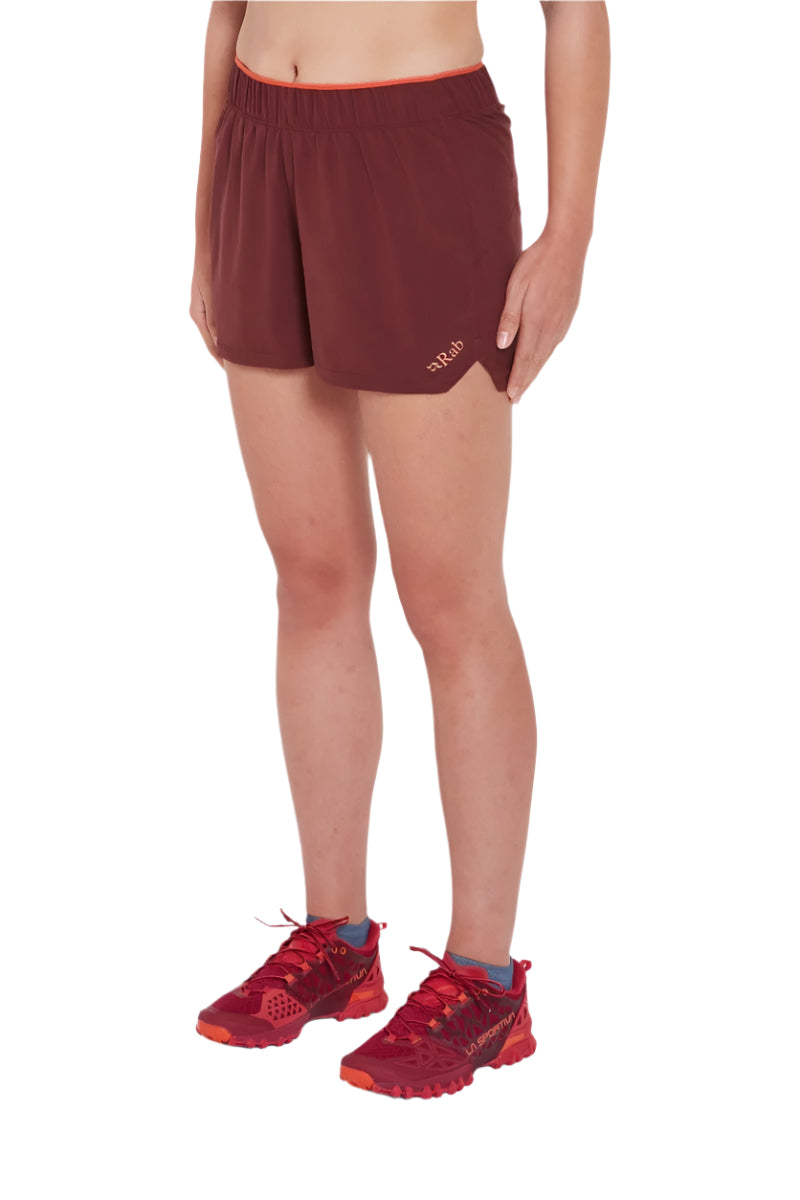 Rab Women's Talus Active Shorts in Deep Heather - on model, front, alternate pose