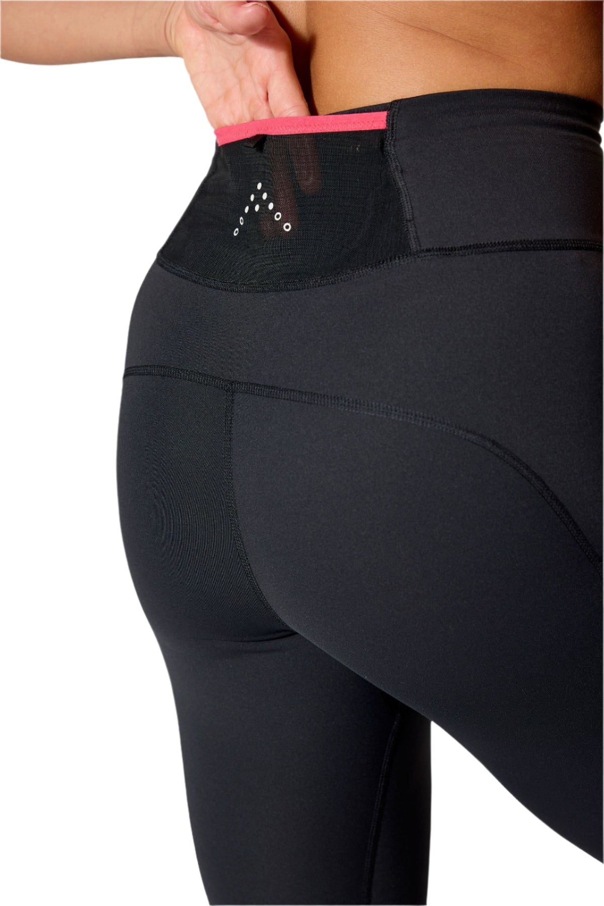 Rab Women's Talus Running Tights in Black - hip pocket detail