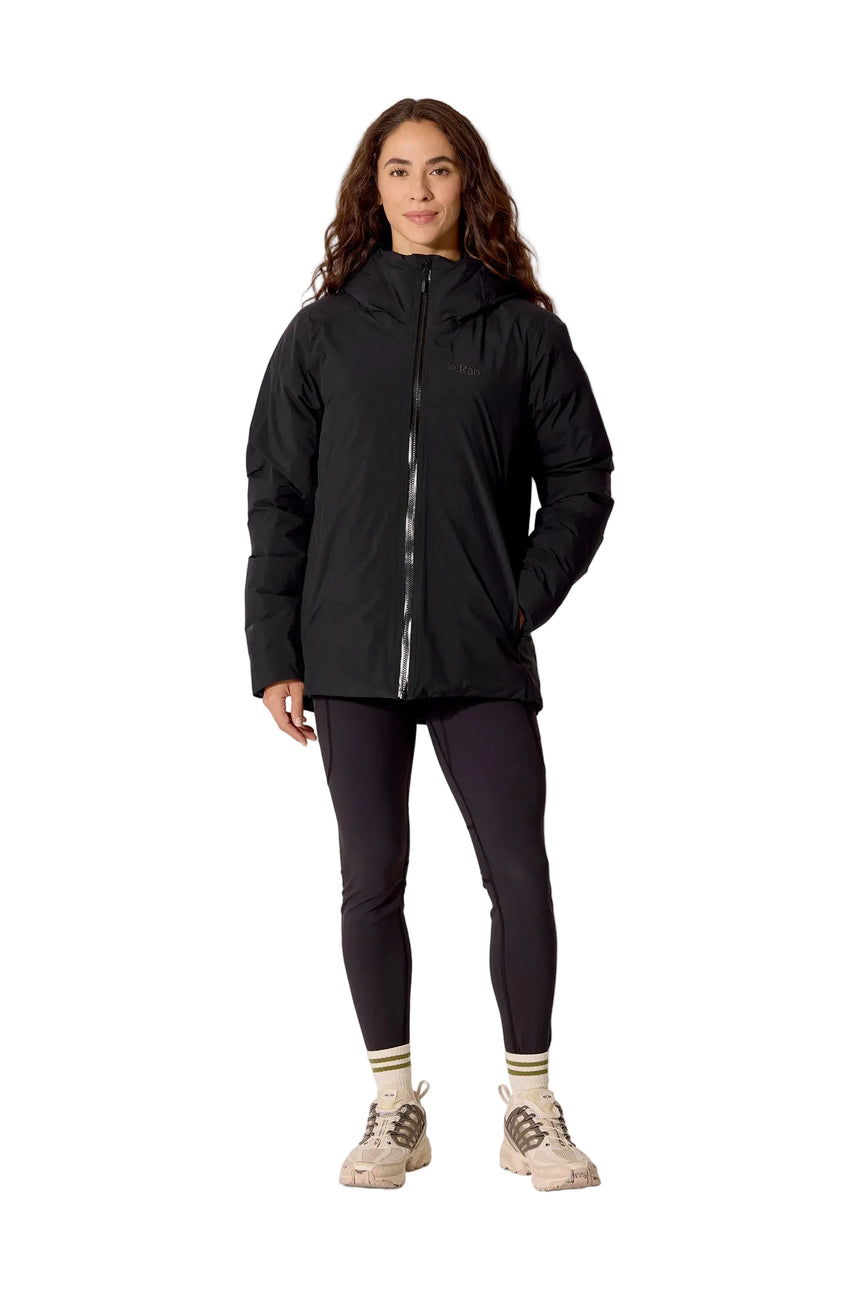 Rab Women's Valiance Waterproof Down Jacket in Black - worn