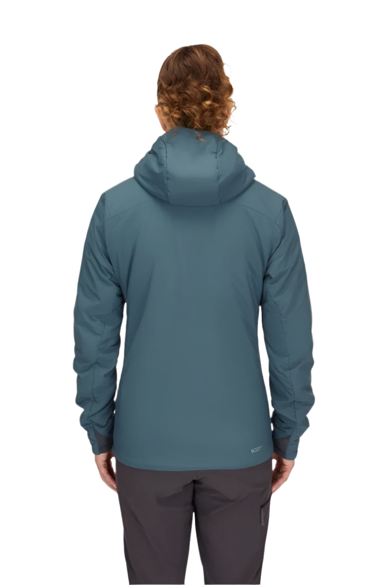 Rab Women's Xenair Alpine Light Insulated Jacket in Orion Blue - back, worn
