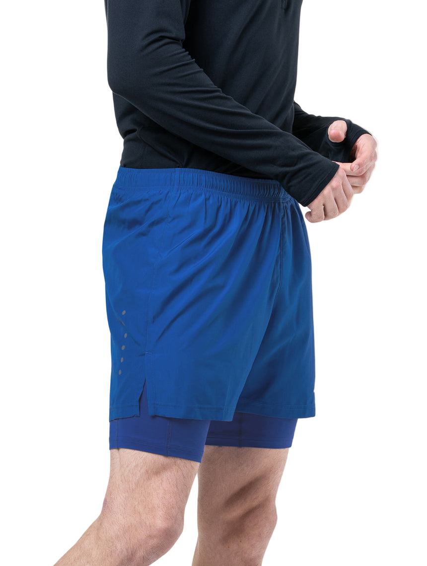 Ronhill Men's Core 5" Twin Short in DrkCobalt/BrightWhite - side