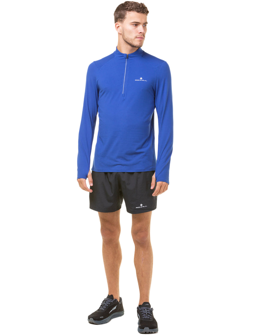 Ronhill Men's Core Thermal 1/2 Zip in Dark Cobalt/Bright White - worn, front