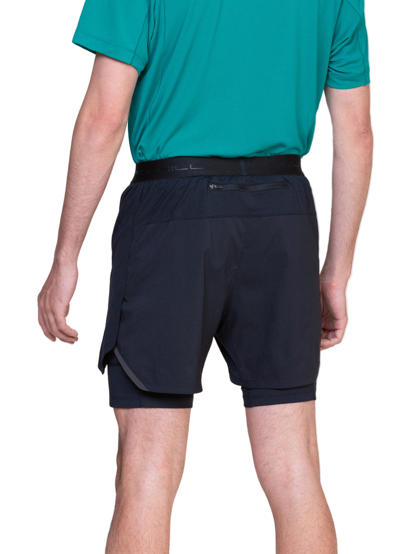 Ronhill Men's Tech 5" Twin Short in All Black - back, fit
