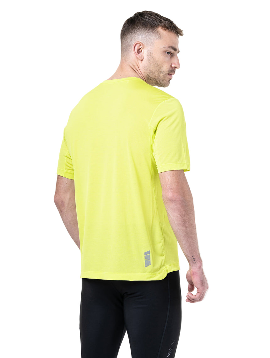 Ronhill Men's Tech S/S Tee in Acid/Oxide - back, fit