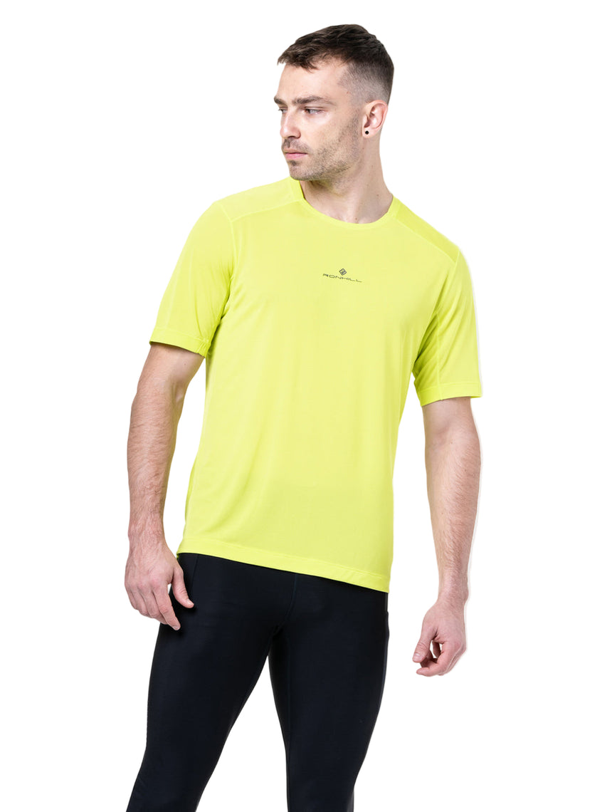 Ronhill Men's Tech S/S Tee in Acid/Oxide - front, fit