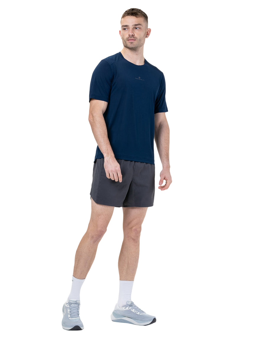 Ronhill Men's Tech S/S Tee in Dark Navy/Oxide - worn, front