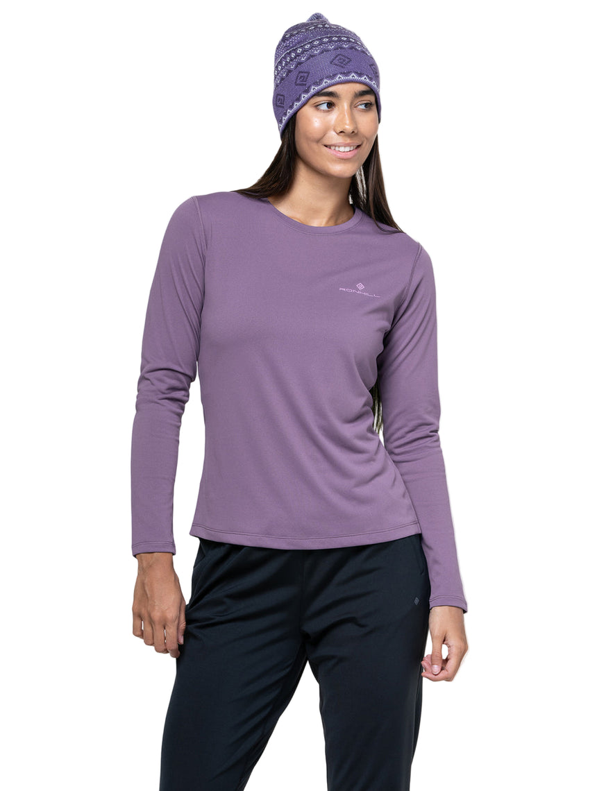 Ronhill Women's Core L/S Tee in Dark Iris/Iris - front, fit