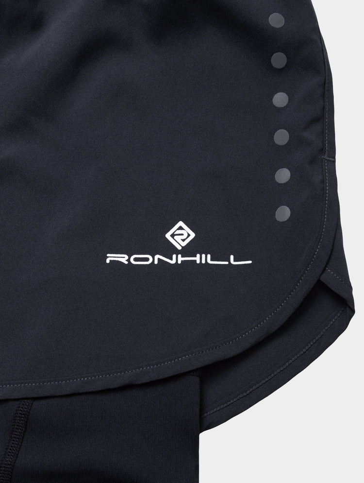 Ronhill Women's Core Twin Short in All Black - brand logo detail
