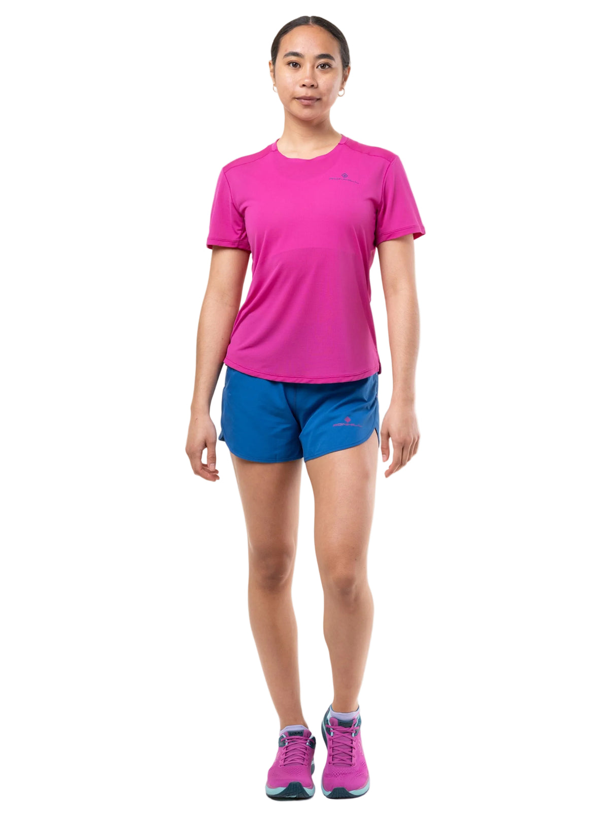 Ronhill Women's Tech 4.5" Short in Classic Blue/Exuberance - detail, 3
