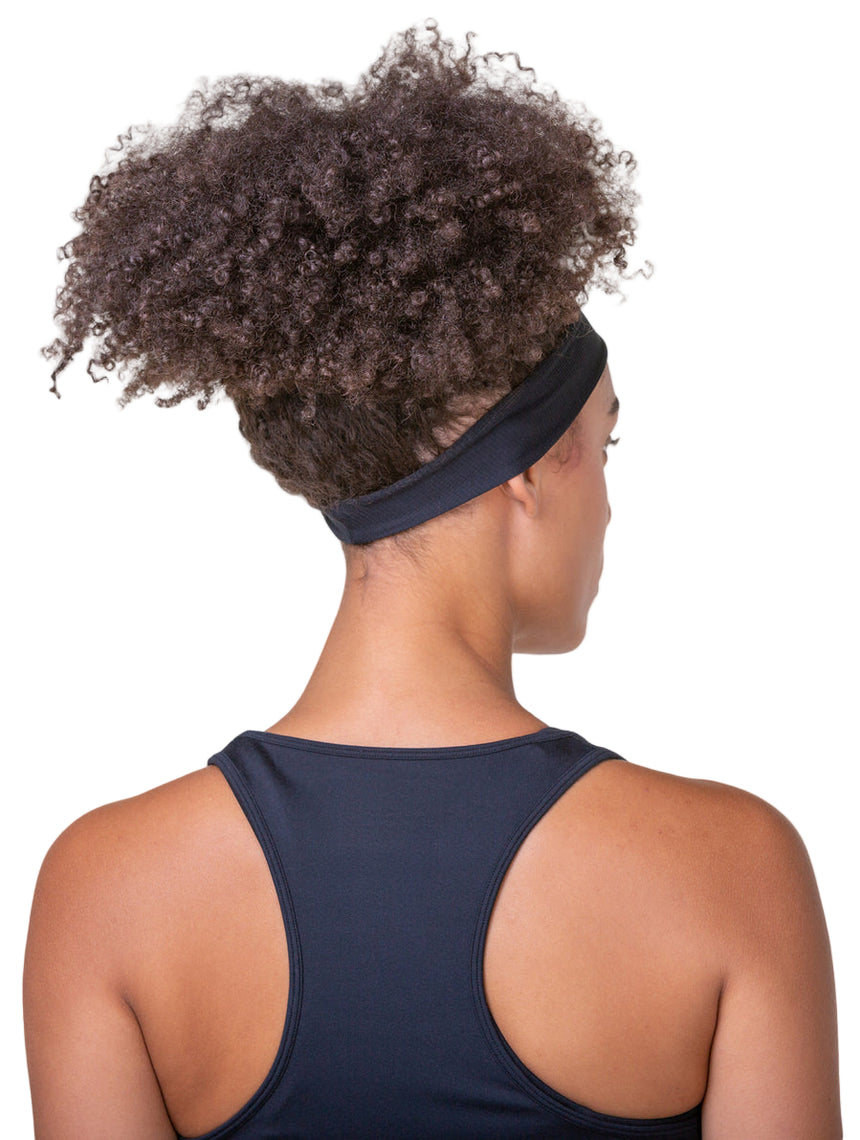 Ronhill Lightweight Headband Outdoor Action All Black- Back Fit on Model