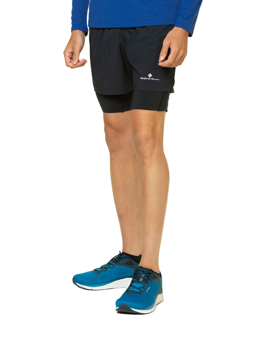 Ronhill Mens Core 5" Twin Short Outdoor Action All Black- Front fit