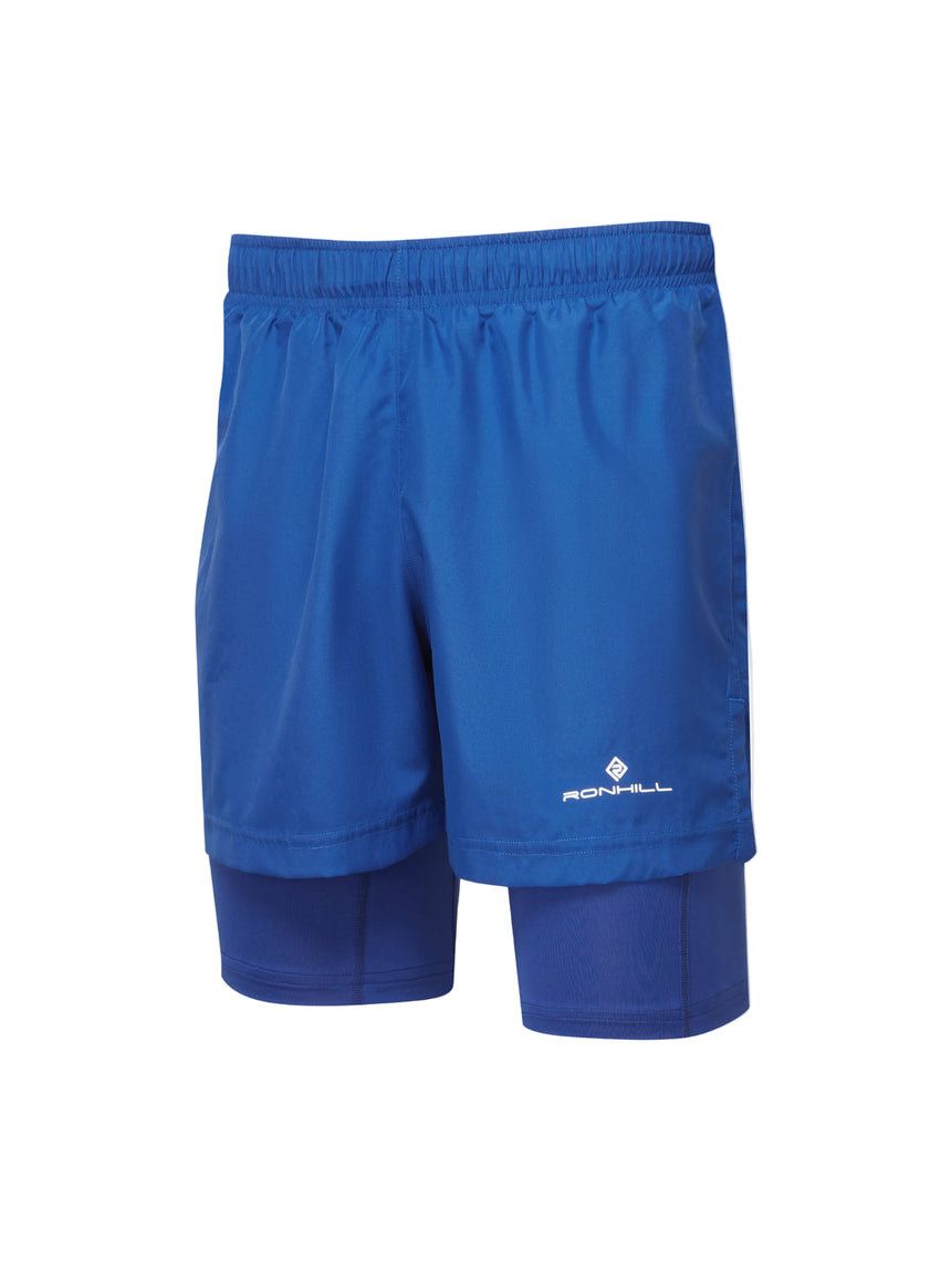 Ronhill Mens Core 5" Twin Short Outdoor Action DrkCobalt/BrightWhite- Front