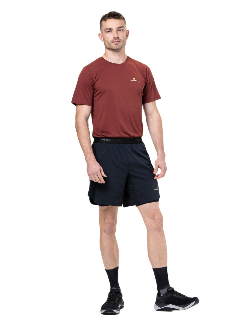 Ronhill Mens Core S/S Tee Outdoor Action Chestnut/Acid- Front Fit