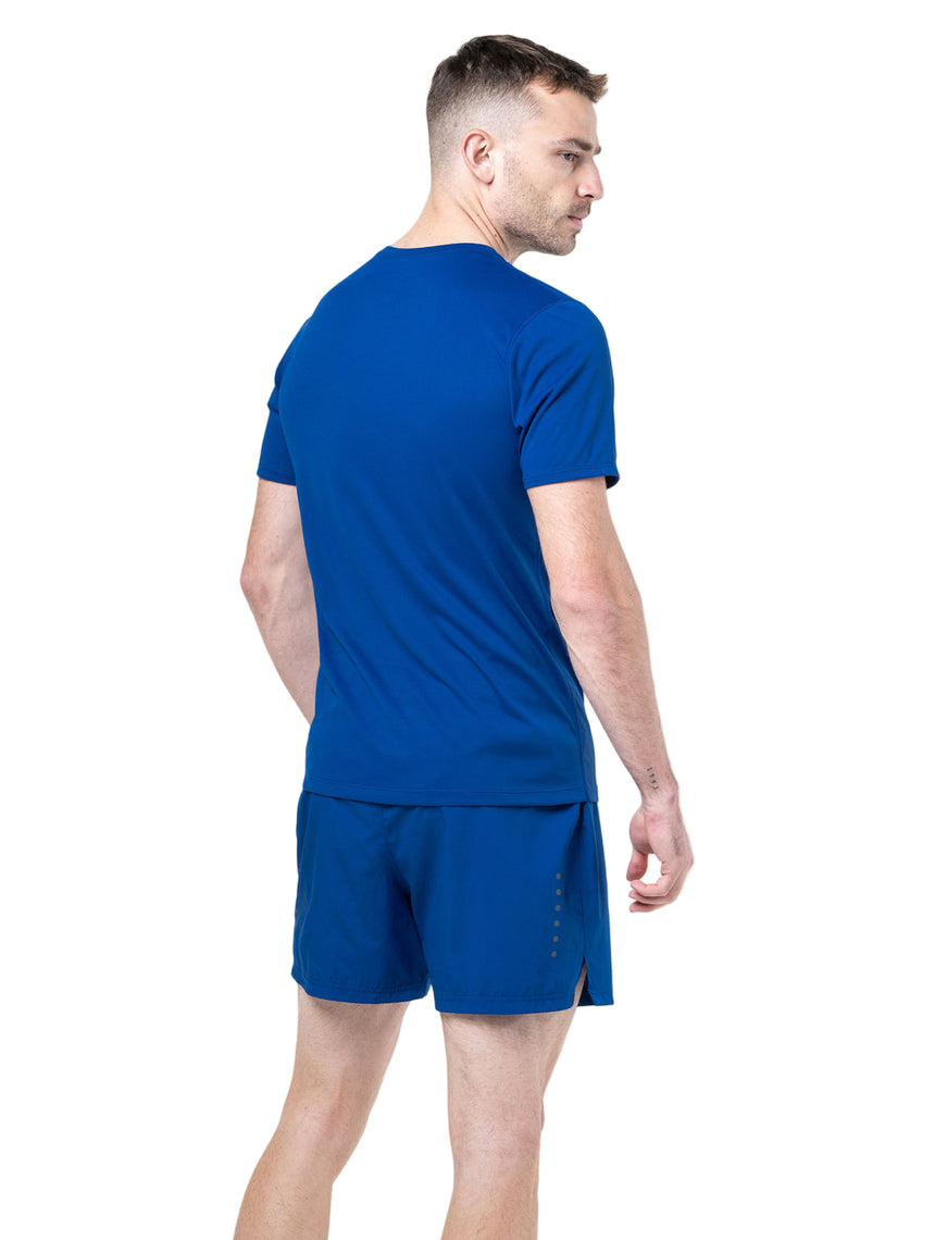 Ronhill Mens Core S/S Tee Outdoor Action DrkCobalt/BrightWhite- Back fit