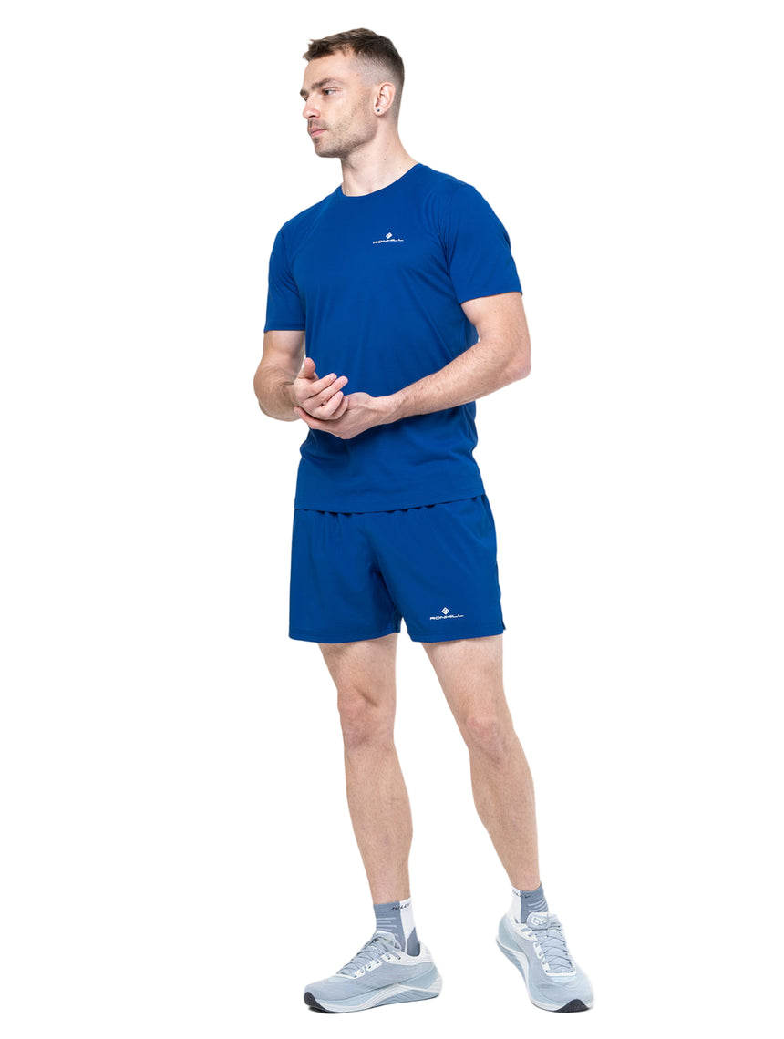 Ronhill Mens Core S/S Tee Outdoor Action DrkCobalt/BrightWhite- Front Fit on Model