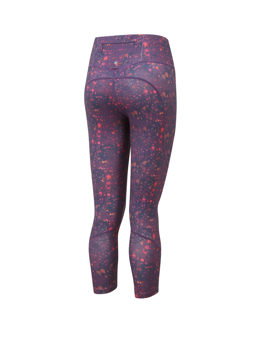 Ronhill Women's Tech Crop Tight Outdoor Action Damson Raindrops- Back