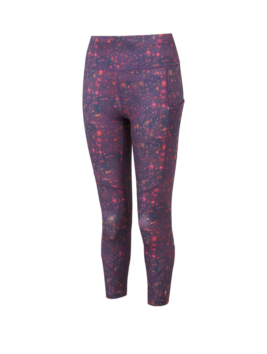 Ronhill Women's Tech Crop Tight Outdoor Action Damson Raindrops- Front