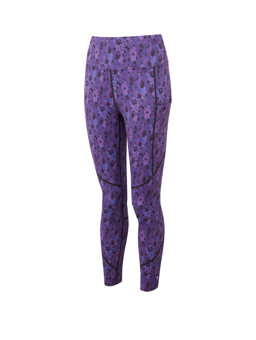 Ronhill Women's Tech Crop Tight Outdoor Action Purple Leopard- Front