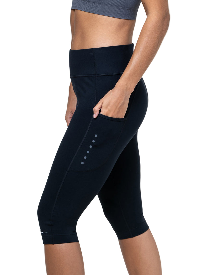 Ronhill Women's Core Capri Outdoor Action All Black- Thigh Pocket