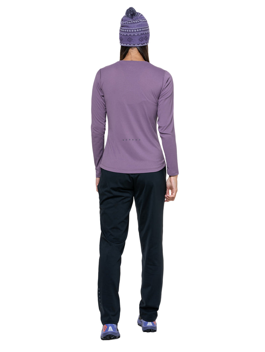 Ronhill Women's Core L/S Tee Outdoor Action Dark Iris/Iris- Back Fit on Model