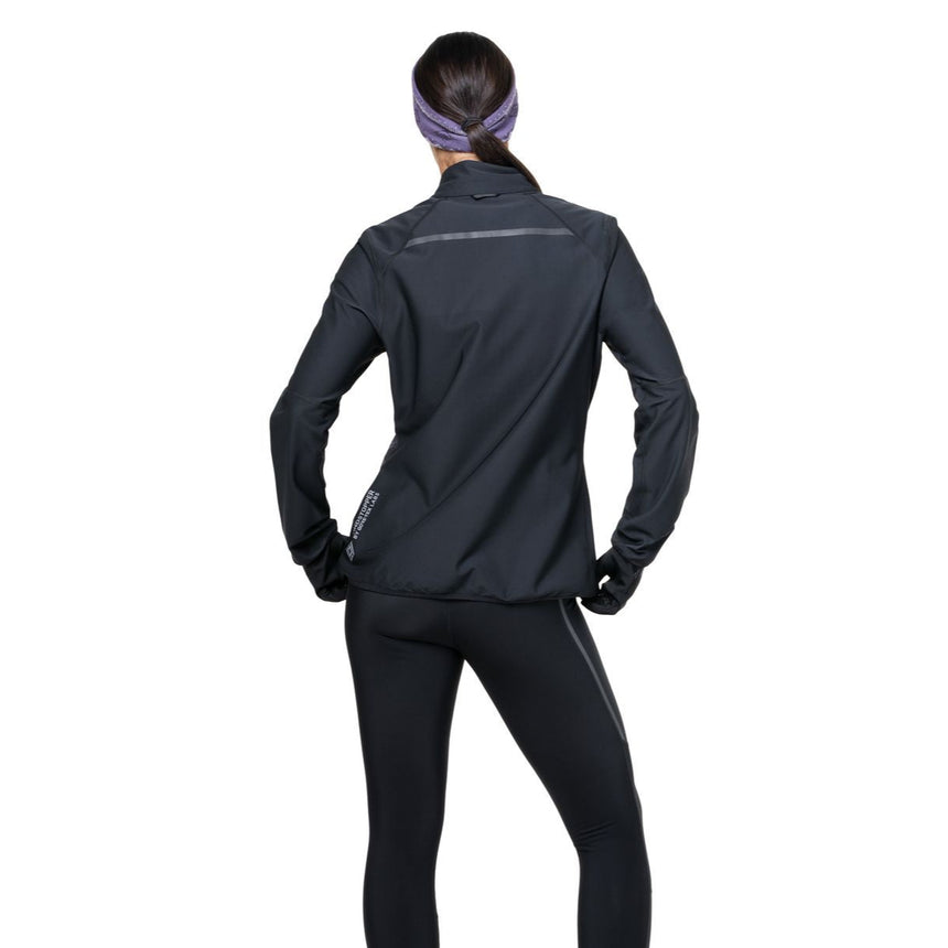 Ronhill Women's Tech GORE-TEX® Windstopper Jacket Outdoor Action All Black- Back Fit on Model