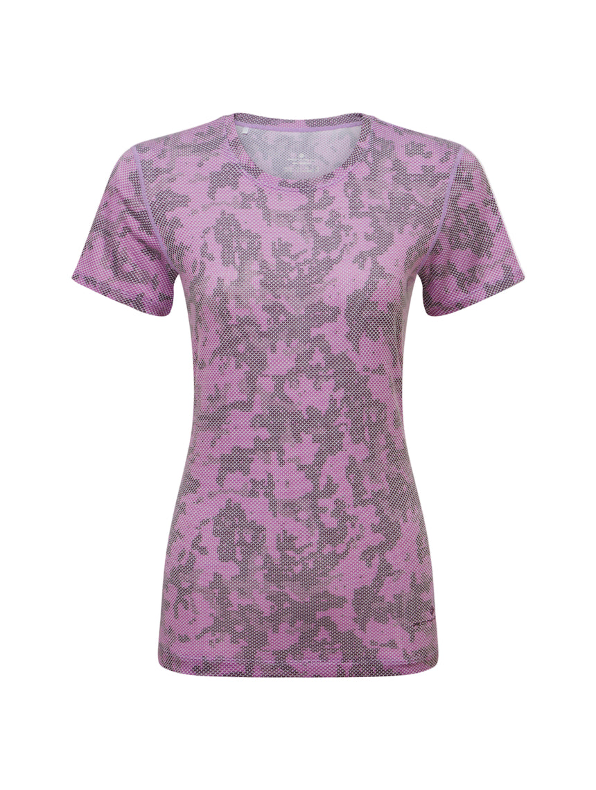Ronhill Women's Tech Golden Hour S/S Tee Outdoor Action Iris Pixel- Front