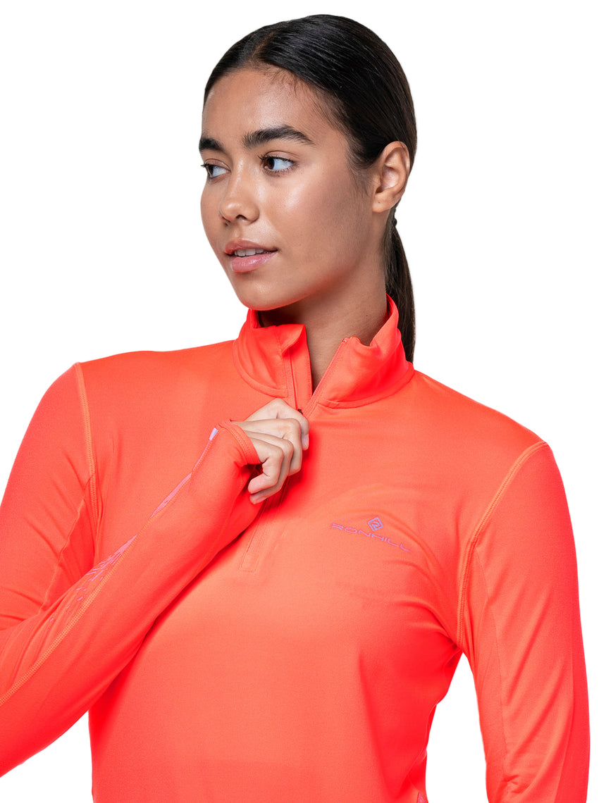 Ronhill Women's Tech Reflect 1/2 Zip Outdoor Action Hot Coral/Reflect-