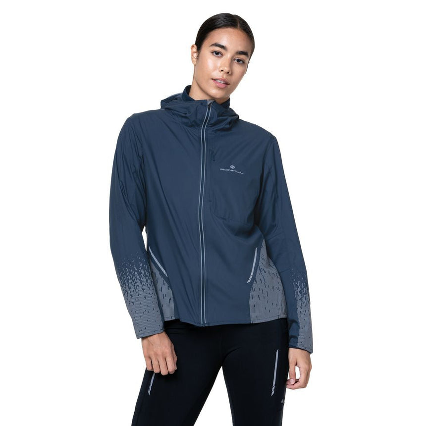 Ronhill Womens Tech Reflect Jacket Outdoor Action Dark Navy/Reflect- Front Fit (Close-Up)