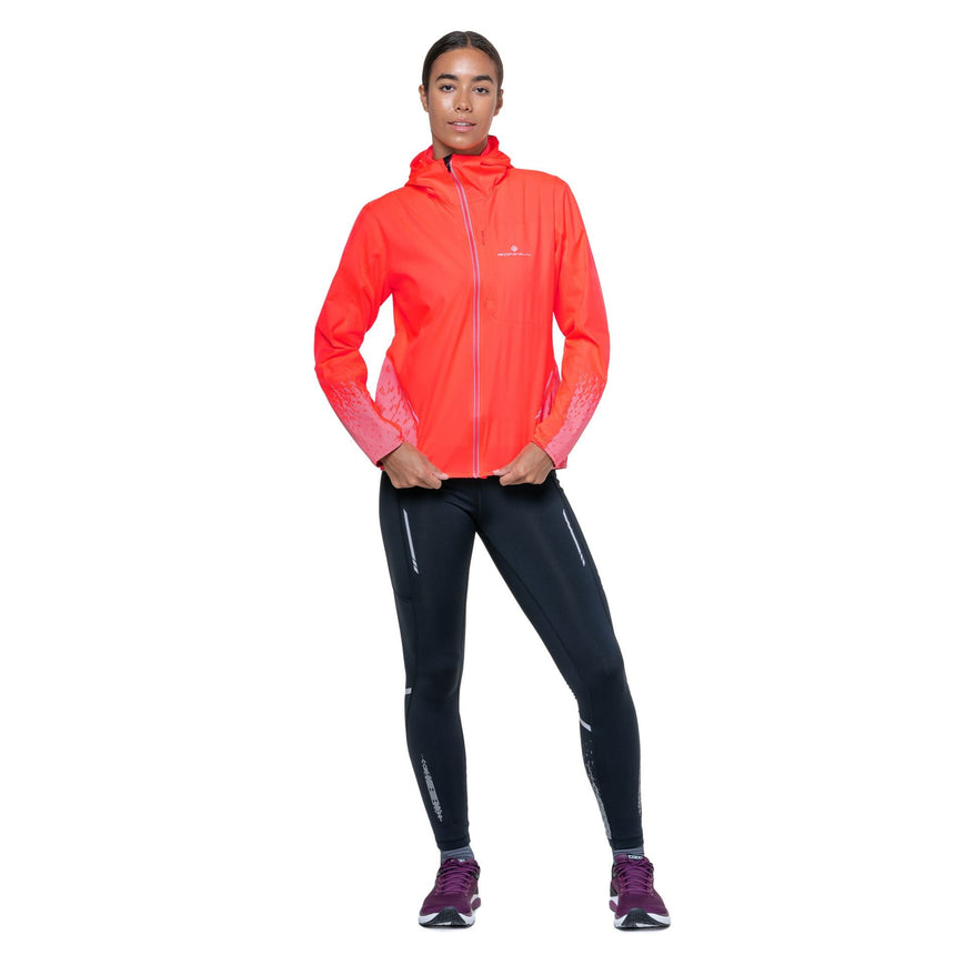 Ronhill Womens Tech Reflect Jacket Outdoor Action Hot Coral/Reflect- Front Fit