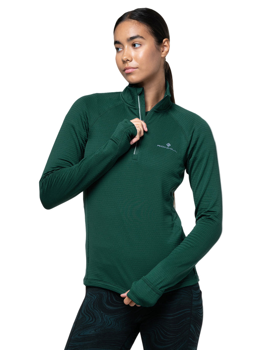 Ronhill Women's Tech Winter 1/2 Zip Outdoor Action Seaweed/Iris- 1/2 zip ventilation