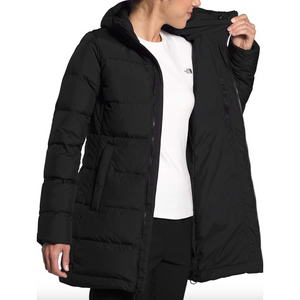 The North Face Women Gothan Parka - model front - opened - detail inside