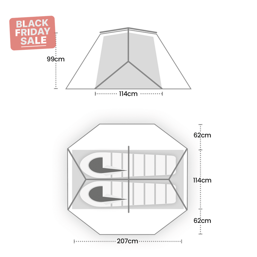 Terra Nova Northern Lite 2 Tent Outdoor Action- Tent Dimensions
