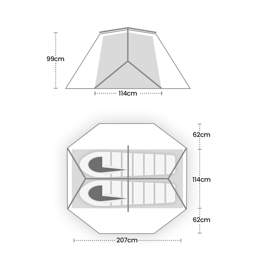 Terra Nova Northern Lite 2 Tent Outdoor Action- Tent Dimensions