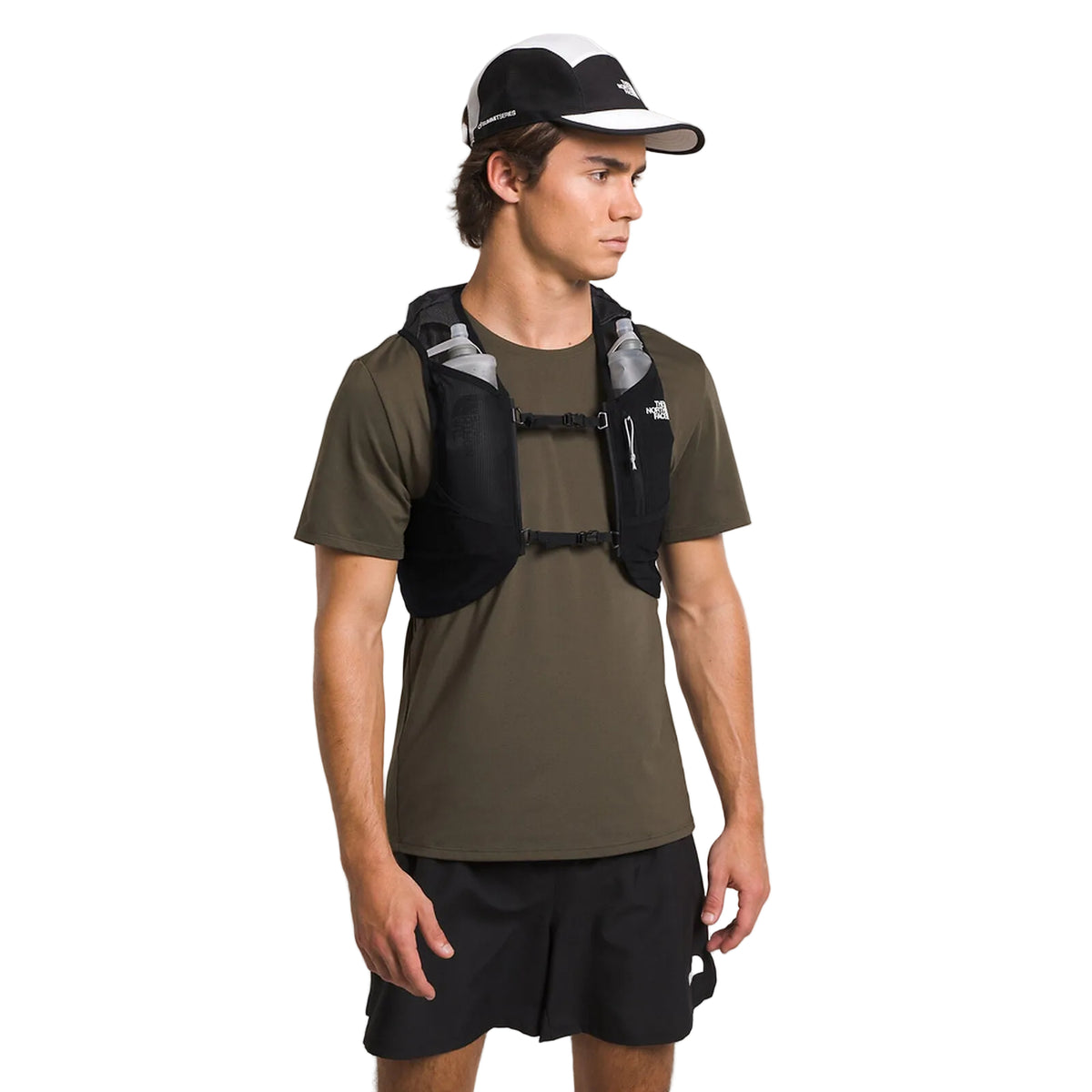 The North Face Sunriser Run Vest 8 in TNF Black/TNF White-NPF - worn, front, full body