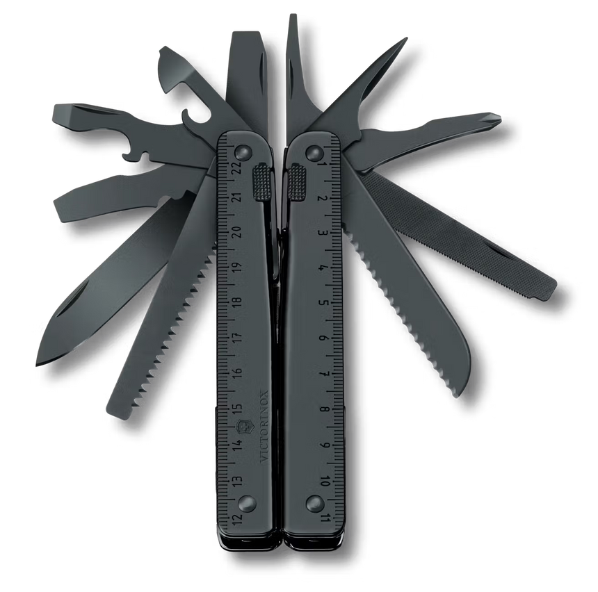 Victorinox Swisstool BS ruler with various tools front view