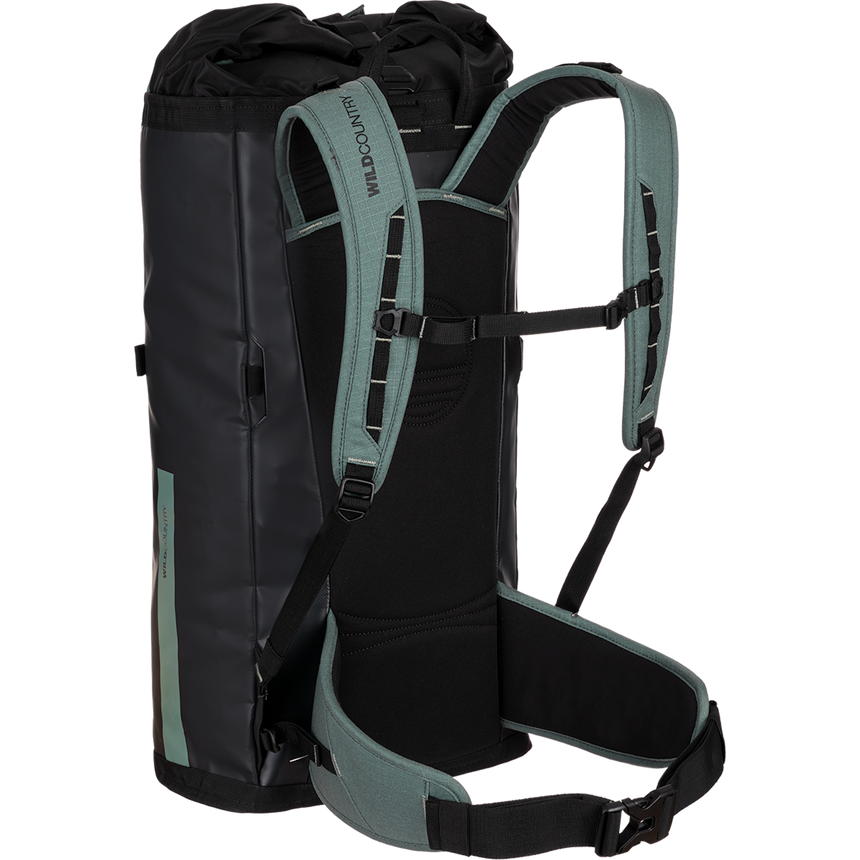 Wild Country Climbing Crag Hauler 40 Backpack Outdoor Action Black/Marsh - Back Angled