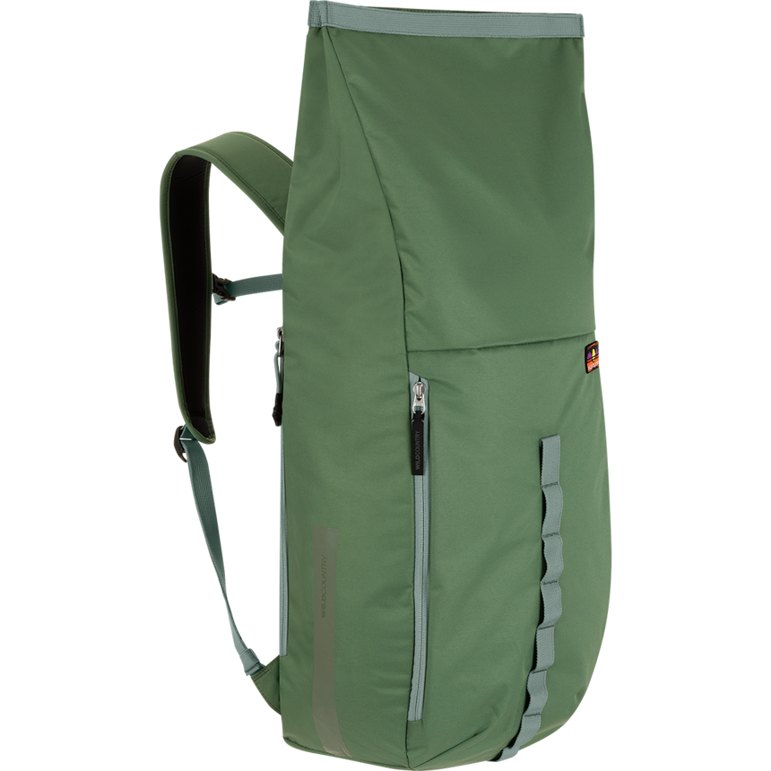 Wild Country Climbing Flow Back Pack - front right angle view roll top green