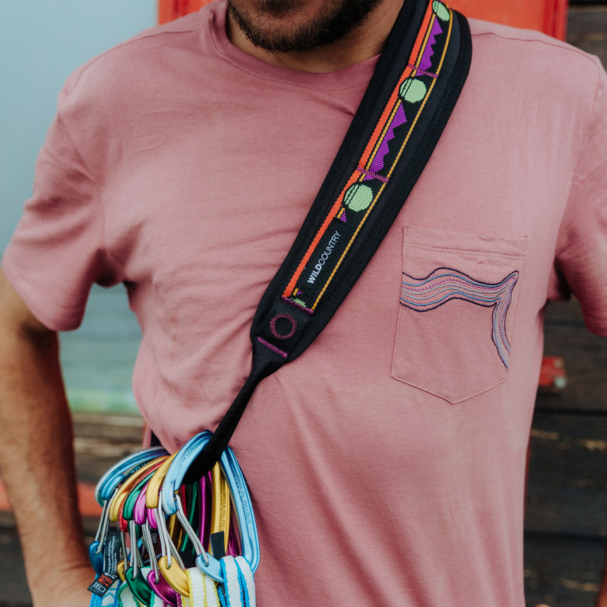 Wild Country Climbing Gear Sling Close up with Carabiners Attached