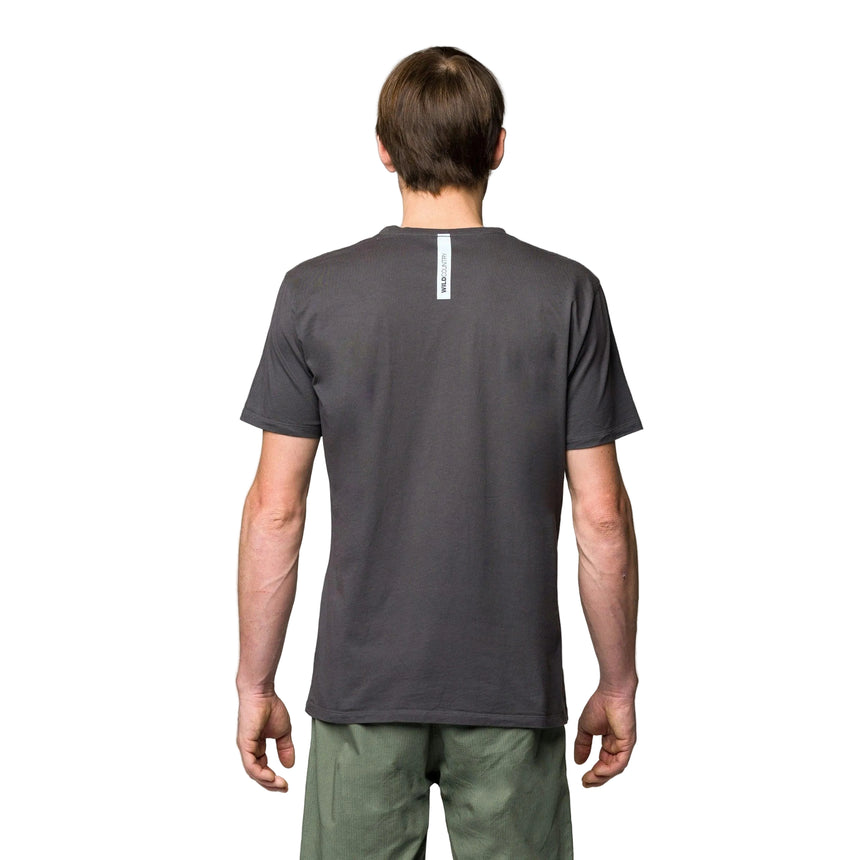 Wild Country Climbing Heritage Men's T-Shirt Onyx - Back Fit on Model