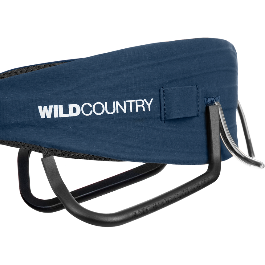 Wild Country Climbing Mosquito Pro Harness Outdoor Action Navy - Side Logo